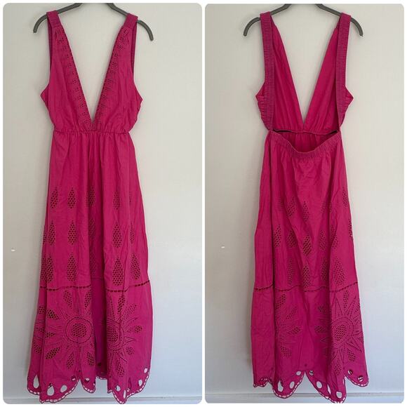 Farm Rio Eyelet, Open Back Dress in Pink, Sample! - Picture 1 of 10